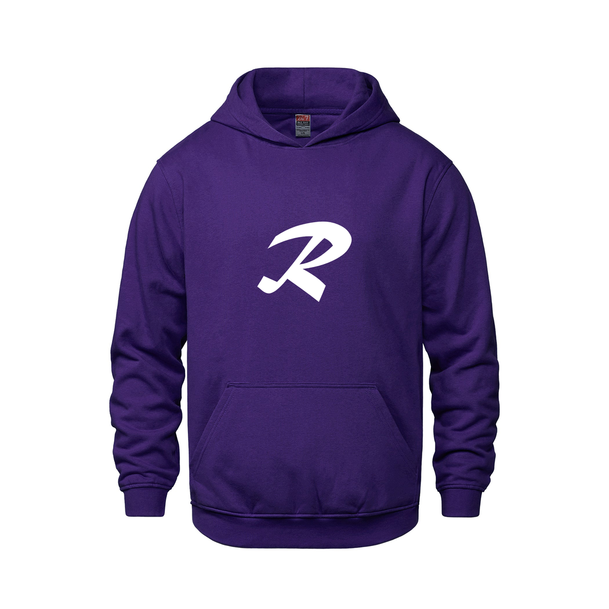 Alphabet R Hoodie 9 inch calligraphy White ink, Purple