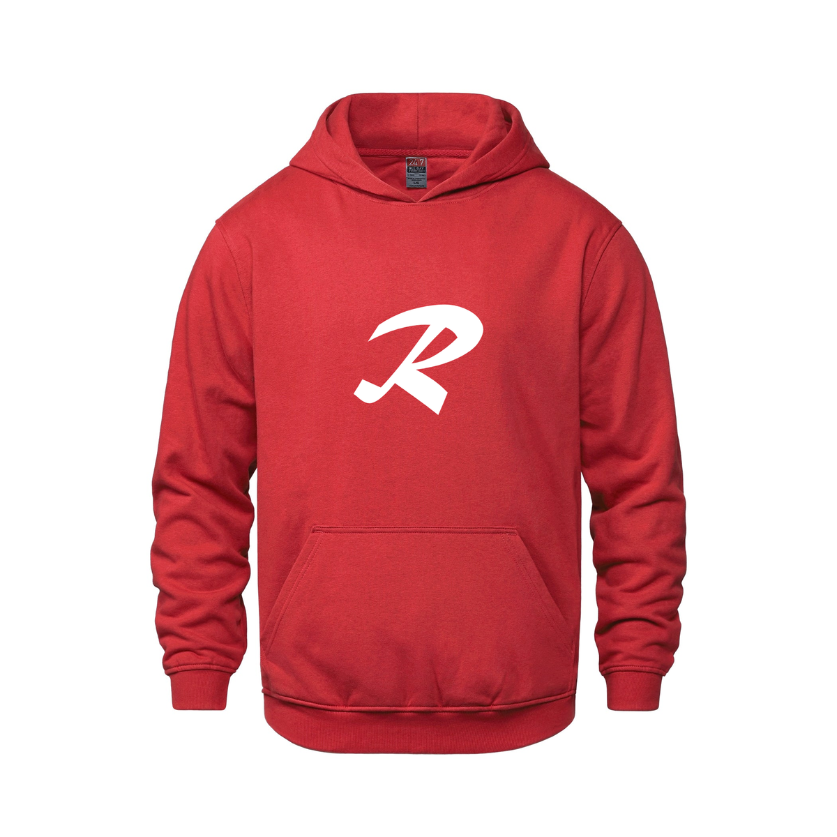 Alphabet R Hoodie 9 inch calligraphy White ink, Red