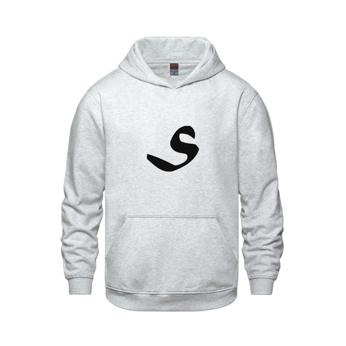 Alphabet S Hoodie 9 inch calligraphy Black ink, Ash