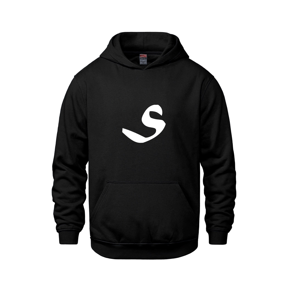 Alphabet S Hoodie 9 inch calligraphy White ink, Black