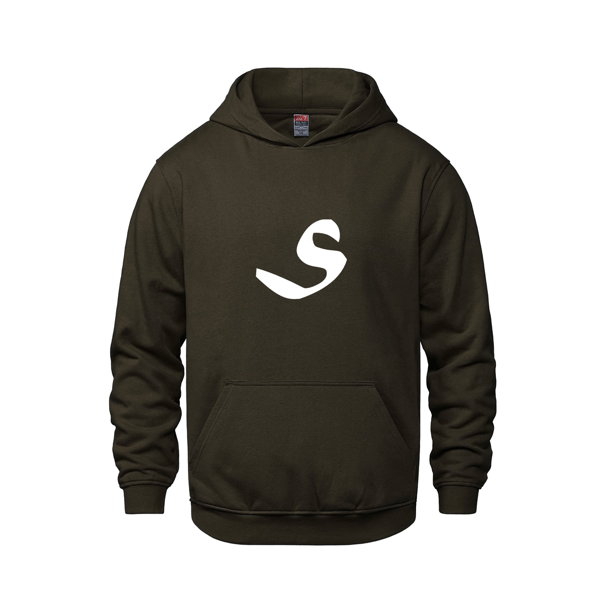 Alphabet S Hoodie 9 inch calligraphy White ink, Brown