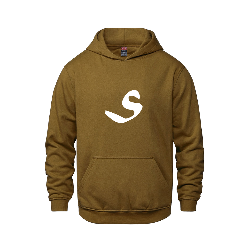Alphabet S Hoodie 9 inch calligraphy White ink, Caramel