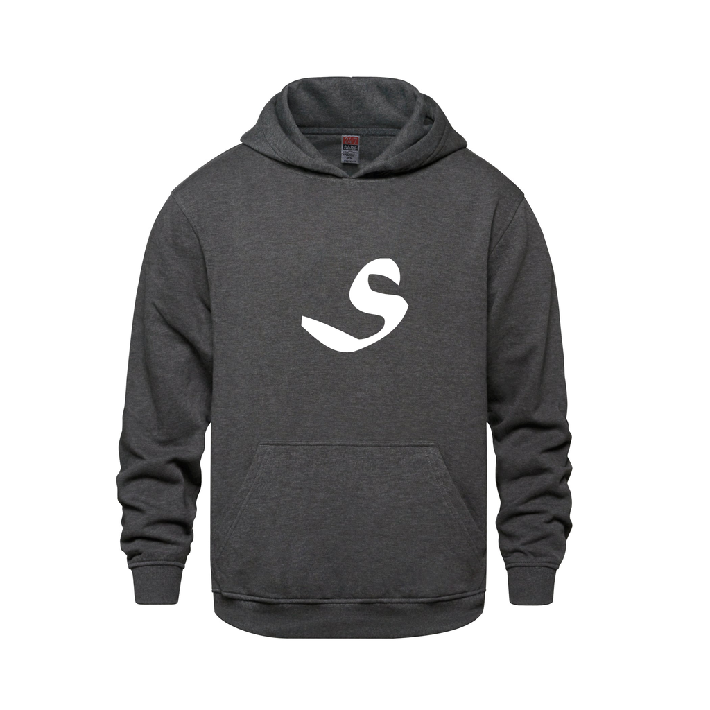 Alphabet S Hoodie 9 inch calligraphy White ink, Charcoal