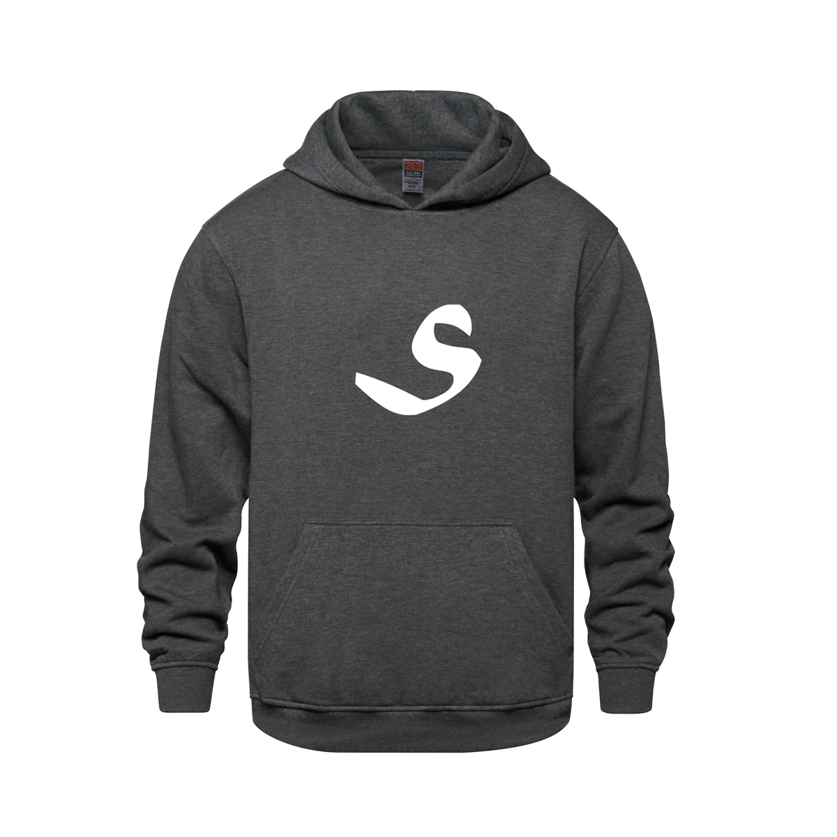 Alphabet S Hoodie 9 inch calligraphy White ink, Charcoal