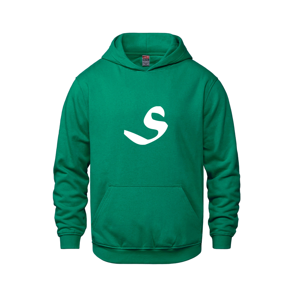 Alphabet S Hoodie 9 inch calligraphy White ink, Kelly Green