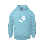 Alphabet S Hoodie 9 inch calligraphy White ink, Light Blue