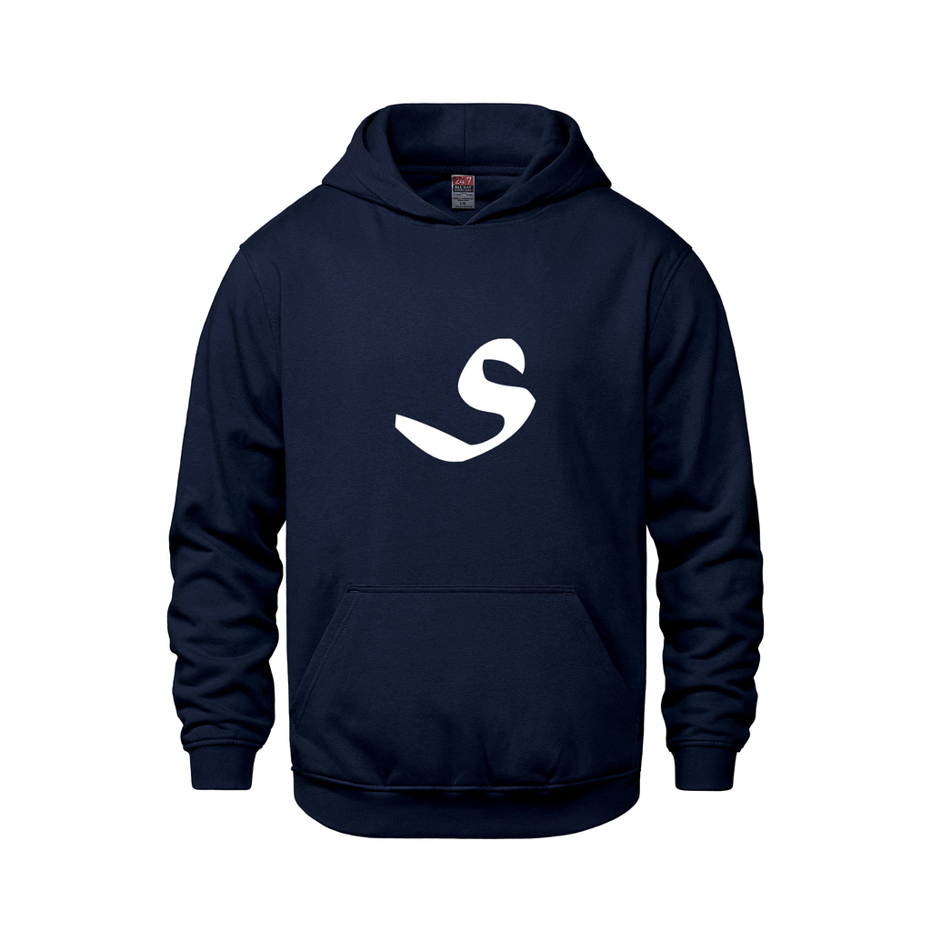 Alphabet S Hoodie 9 inch calligraphy White ink, Navy
