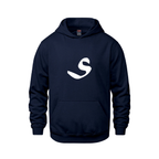 Alphabet S Hoodie 9 inch calligraphy White ink, Navy