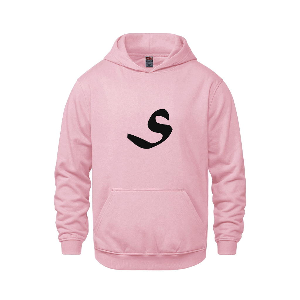 Alphabet S Hoodie 9 inch calligraphy Black ink, Pink