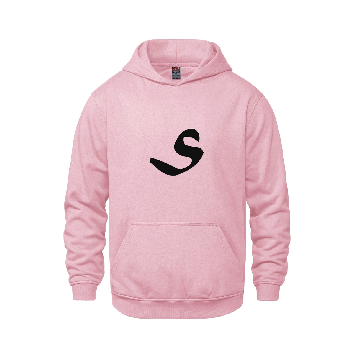 Alphabet S Hoodie 9 inch calligraphy Black ink, Pink