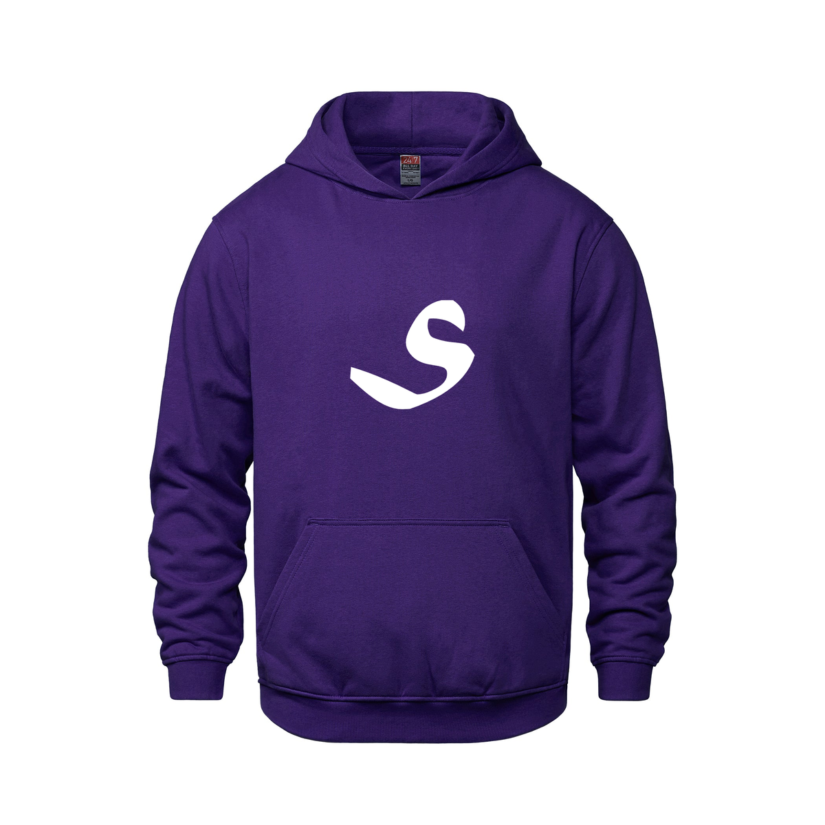 Alphabet S Hoodie 9 inch calligraphy White ink, Purple