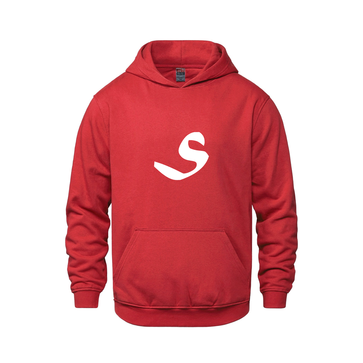 Alphabet S Hoodie 9 inch calligraphy White ink, Red