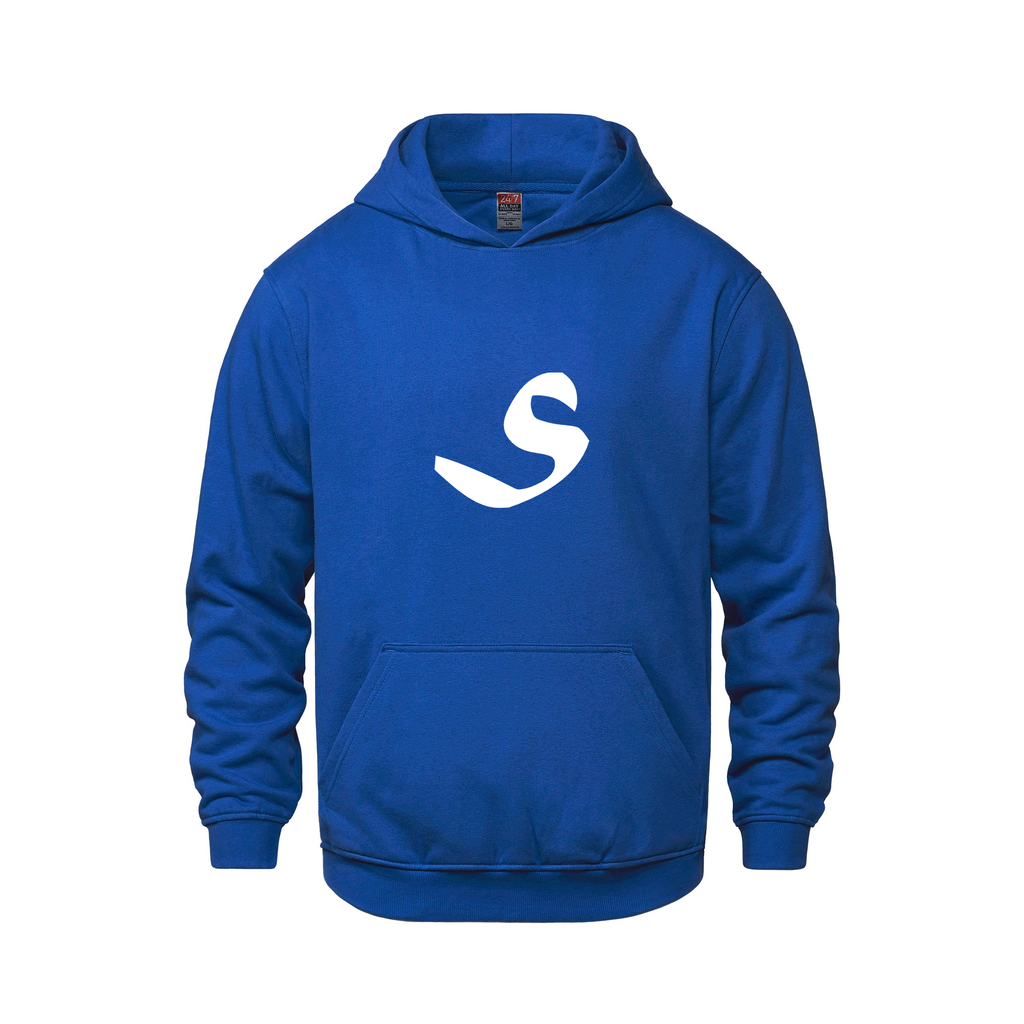 Alphabet S Hoodie 9 inch calligraphy White ink, Royal