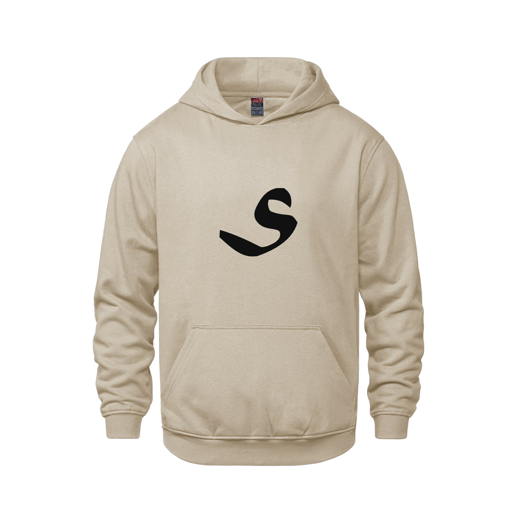 Alphabet S Hoodie 9 inch calligraphy Black ink, Sand