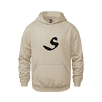 Alphabet S Hoodie 9 inch calligraphy Black ink, Sand