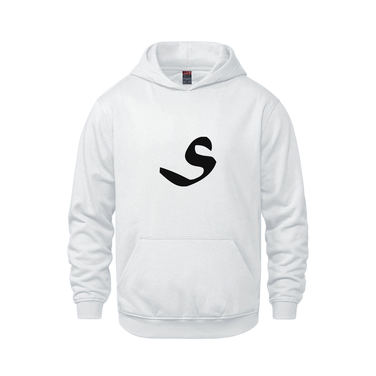 Alphabet S Hoodie 9 inch calligraphy Black ink, White