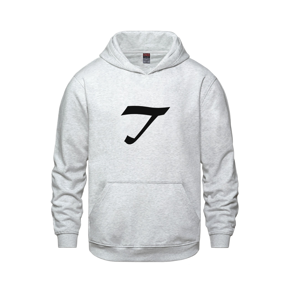 Alphabet T Hoodie 9 inch calligraphy Black ink, Ash