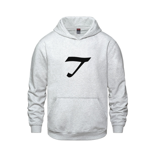 Alphabet T Hoodie 9 inch calligraphy Black ink, Ash
