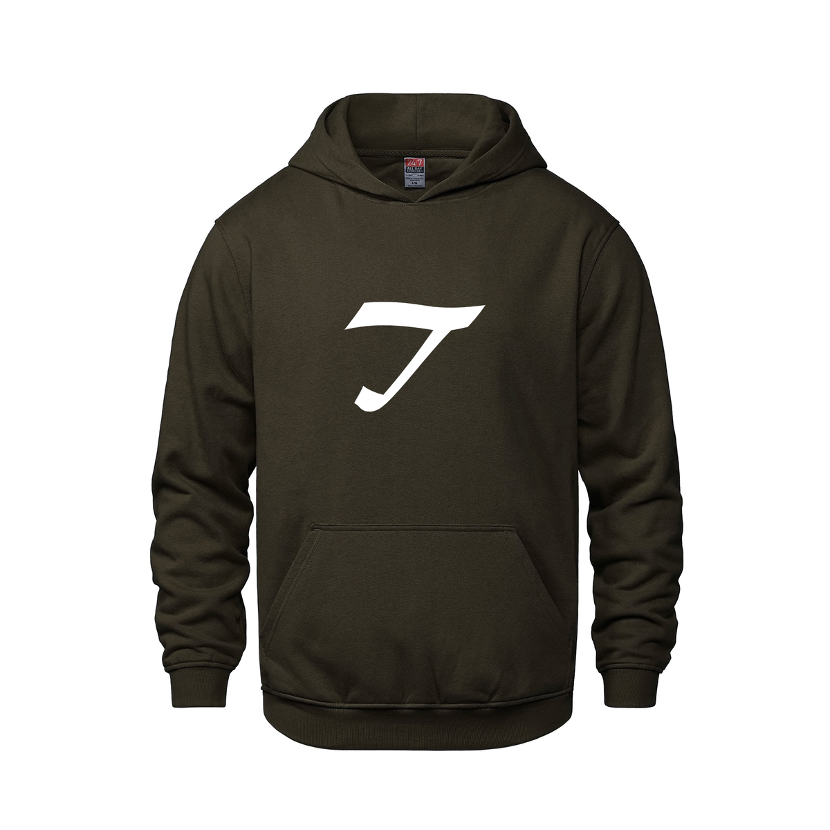 Alphabet T Hoodie 9 inch calligraphy White ink, Brown