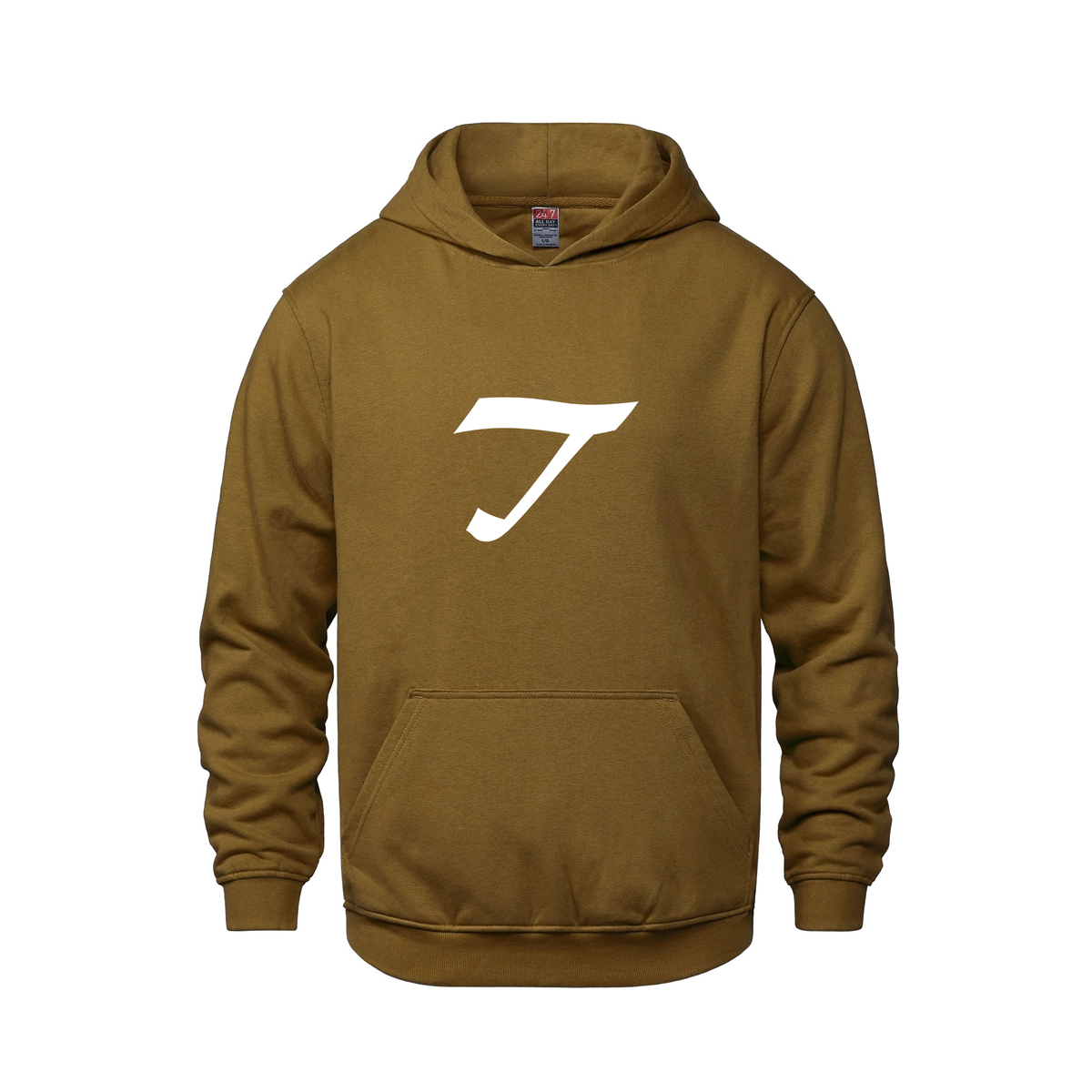 Alphabet T Hoodie 9 inch calligraphy White ink, Caramel