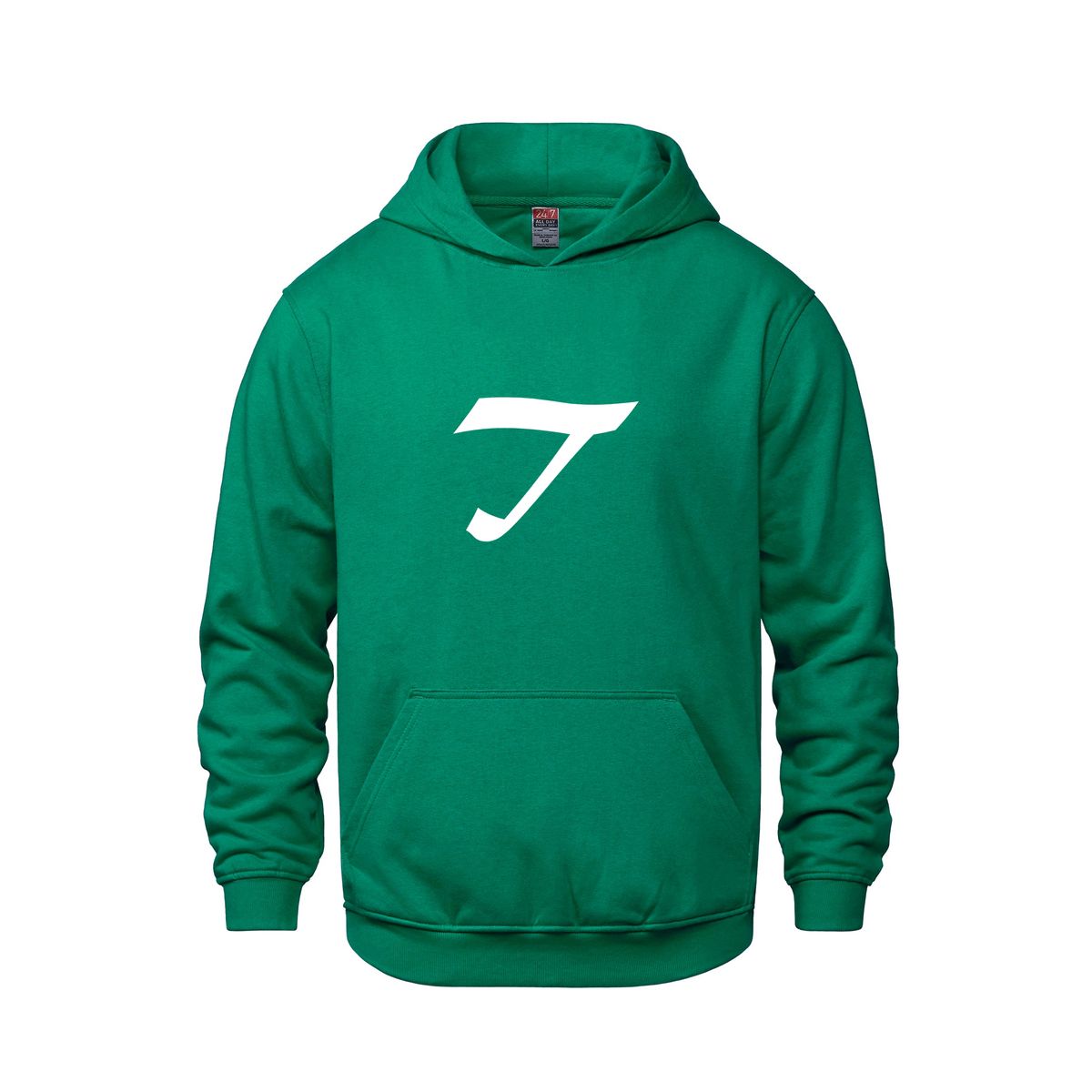 Alphabet T Hoodie 9 inch calligraphy White ink, Kelly Green