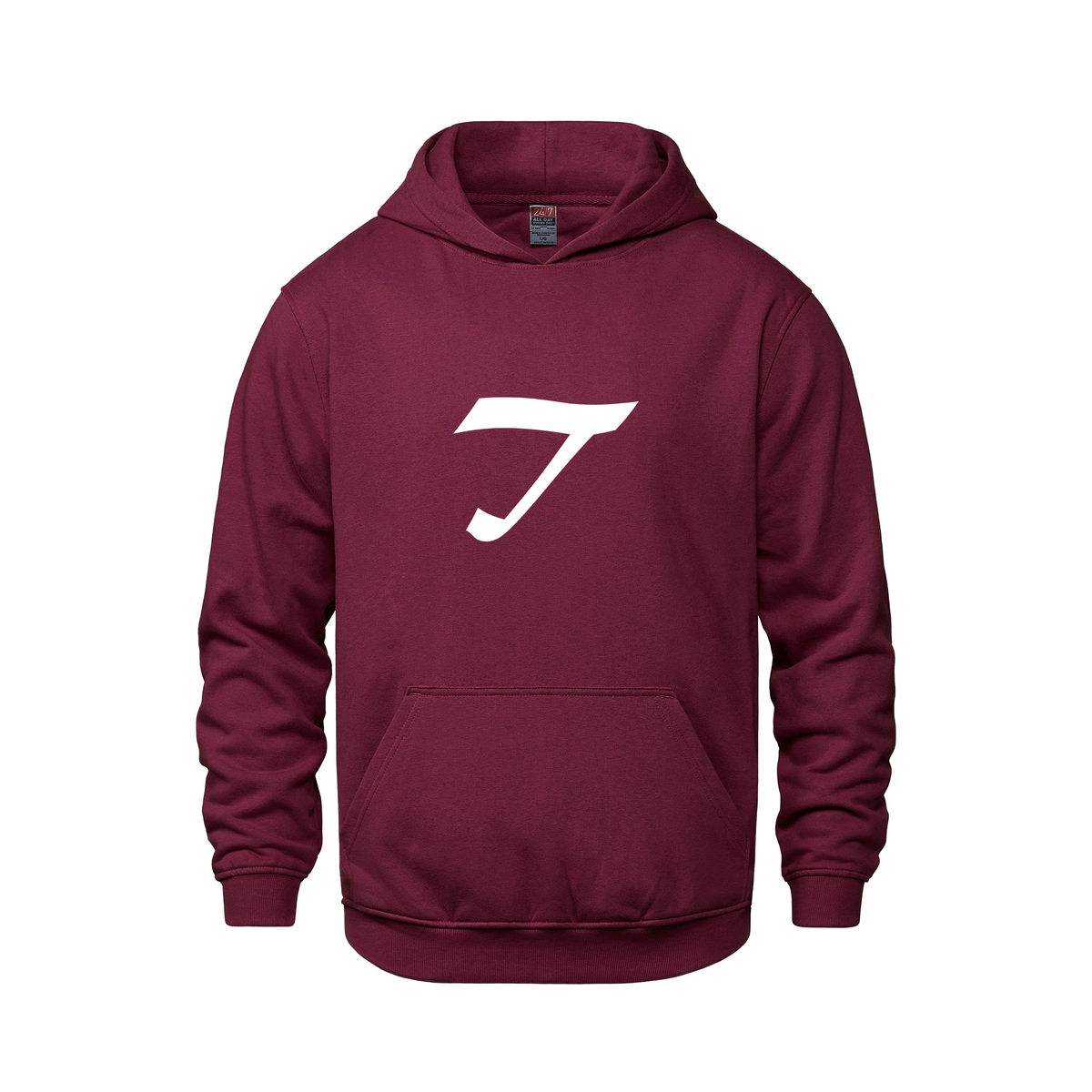 Alphabet T Hoodie 9 inch calligraphy White ink, Maroon