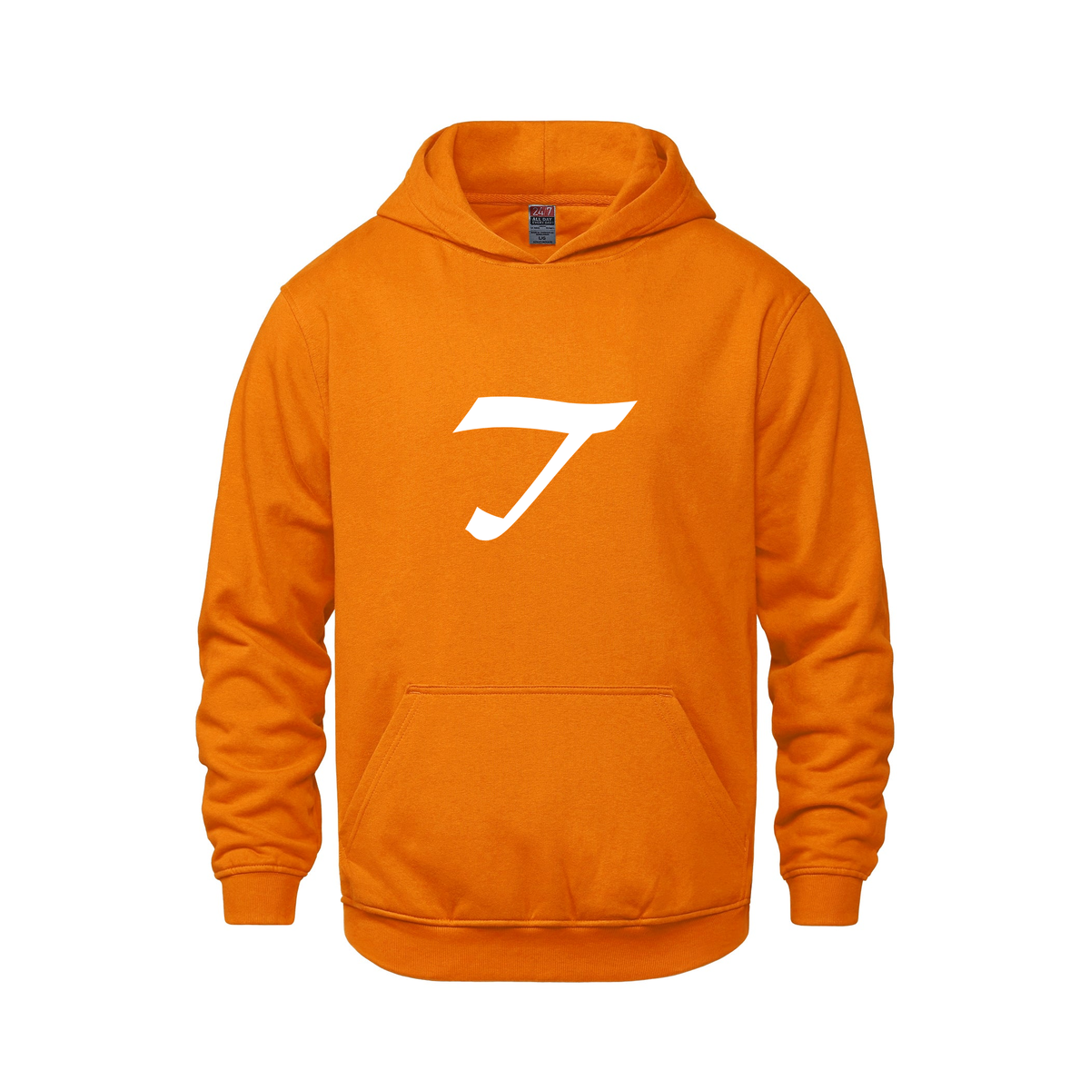 Alphabet T Hoodie 9 inch calligraphy White ink, Orange