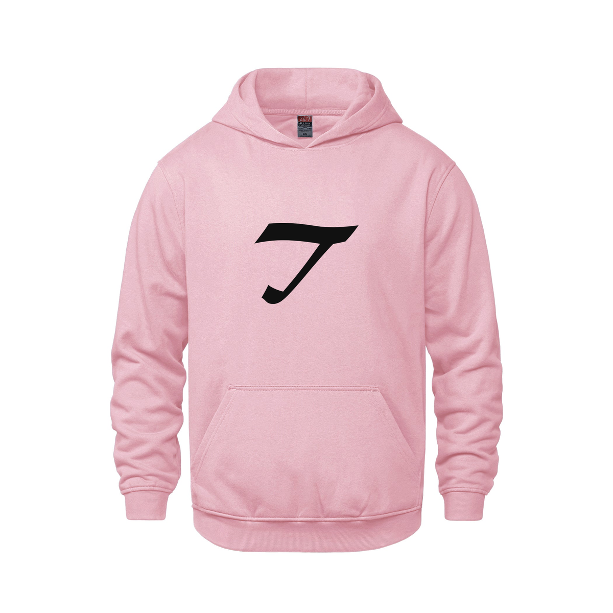 Alphabet T Hoodie 9 inch calligraphy Black ink, Pink