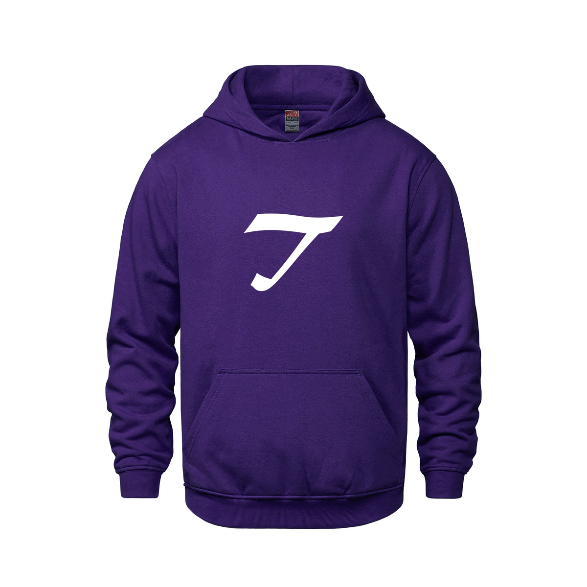 Alphabet T Hoodie 9 inch calligraphy White ink, Purple