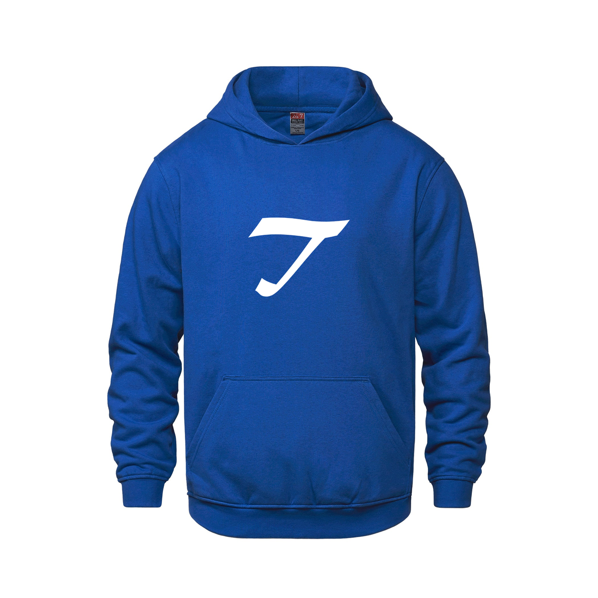 Alphabet T Hoodie 9 inch calligraphy White ink, Royal