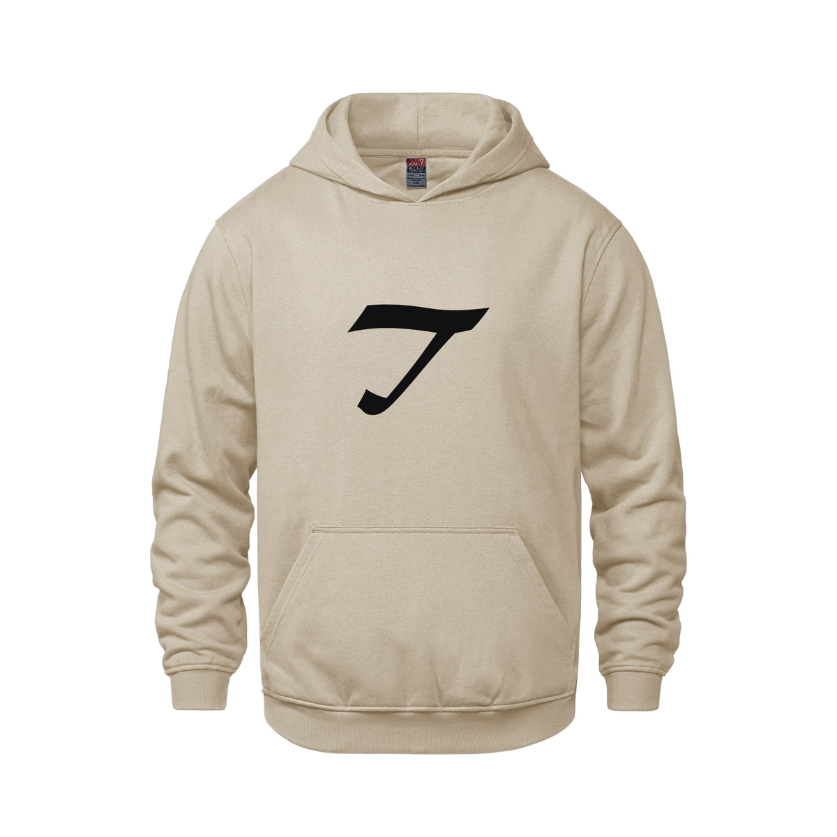 Alphabet T Hoodie 9 inch calligraphy Black ink, Sand