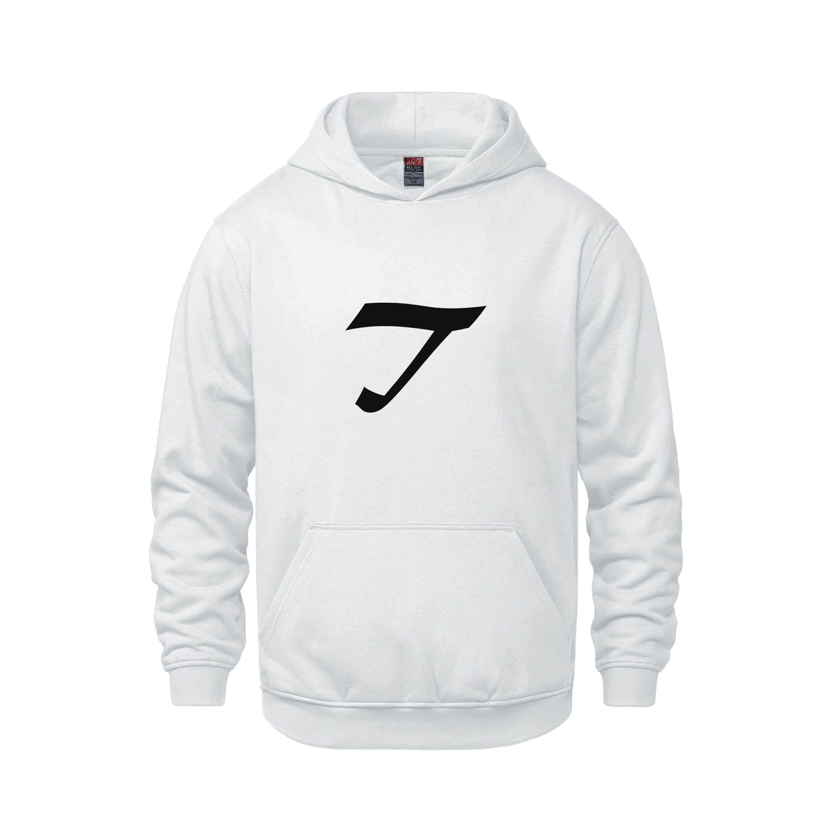 Alphabet T Hoodie 9 inch calligraphy Black ink, White