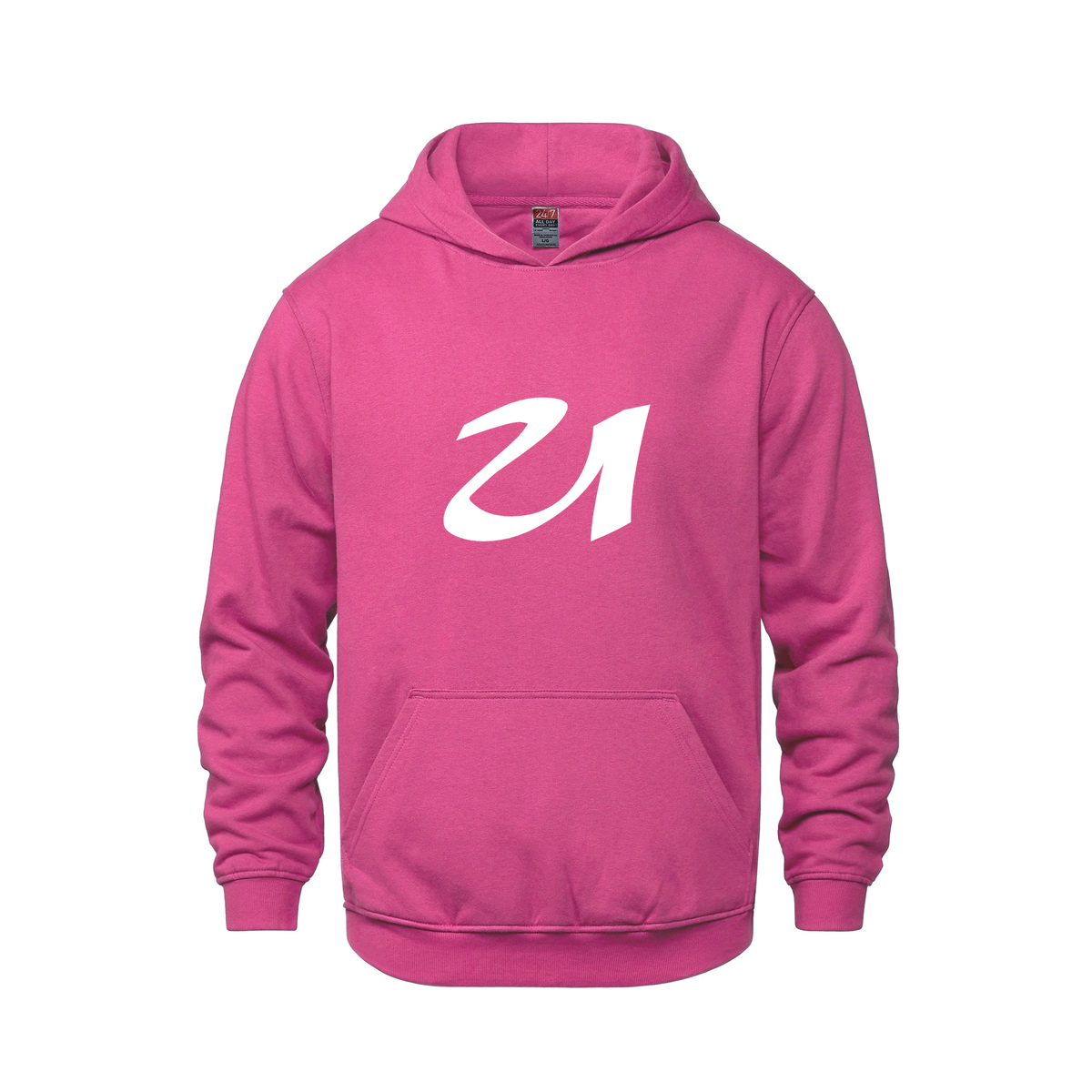 Alphabet U Hoodie 9 inch calligraphy White ink, Heliconia