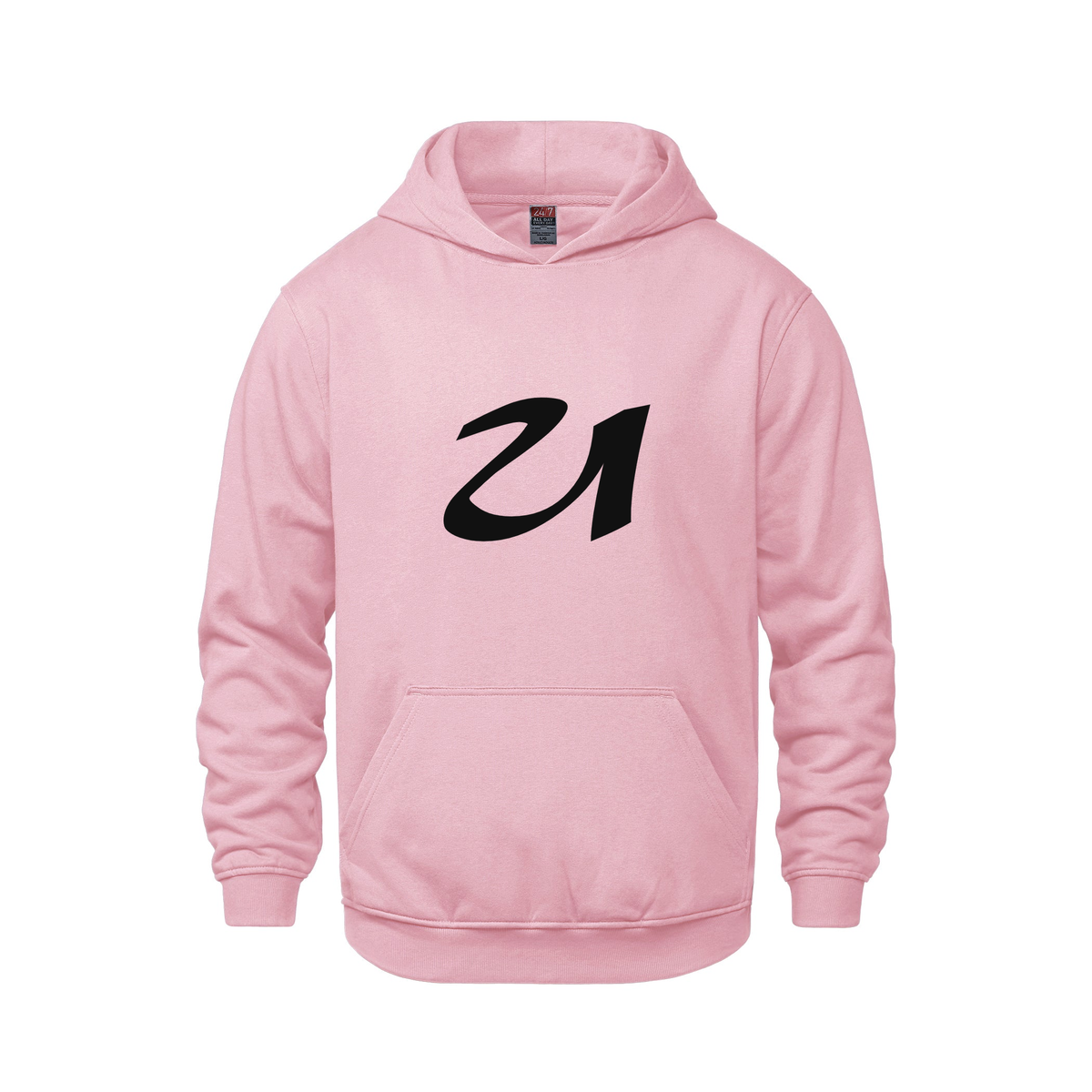 Alphabet U Hoodie 9 inch calligraphy Black ink, Pink