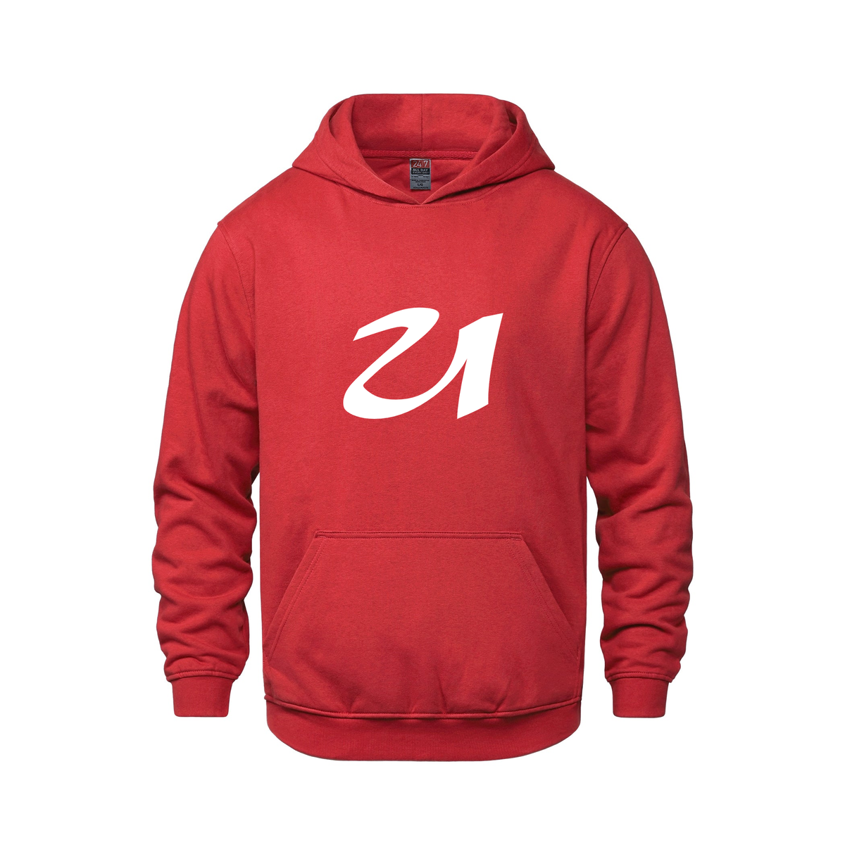 Alphabet U Hoodie 9 inch calligraphy White ink, Red