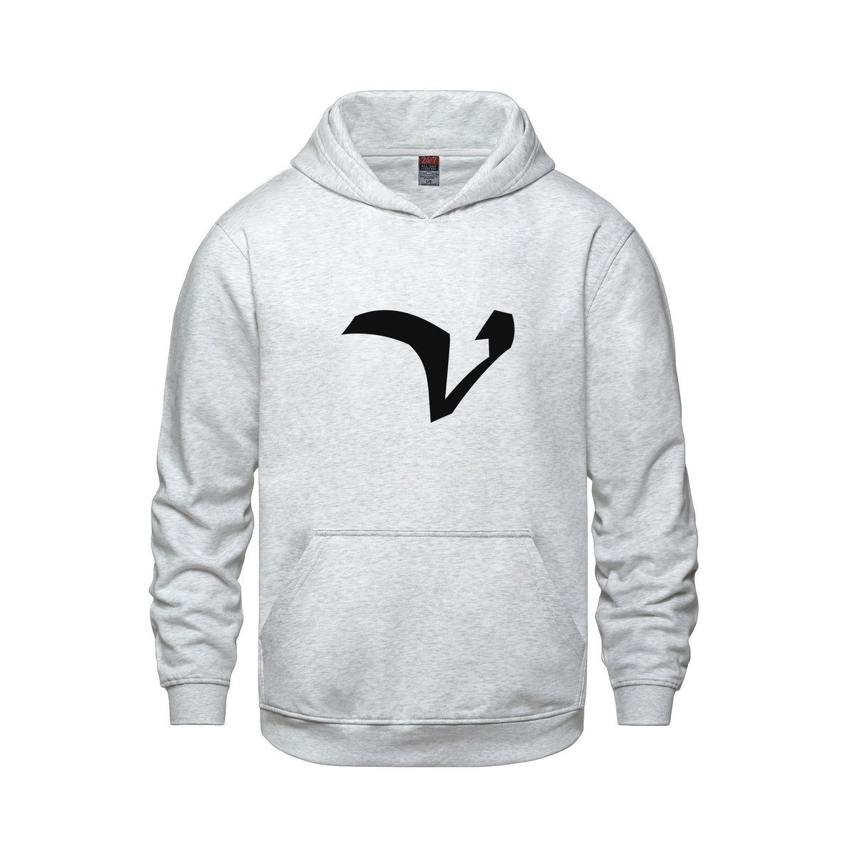 Alphabet V Hoodie 9 inch calligraphy Black ink, Ash