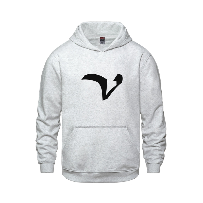 Alphabet V Hoodie 9 inch calligraphy Black ink, Ash