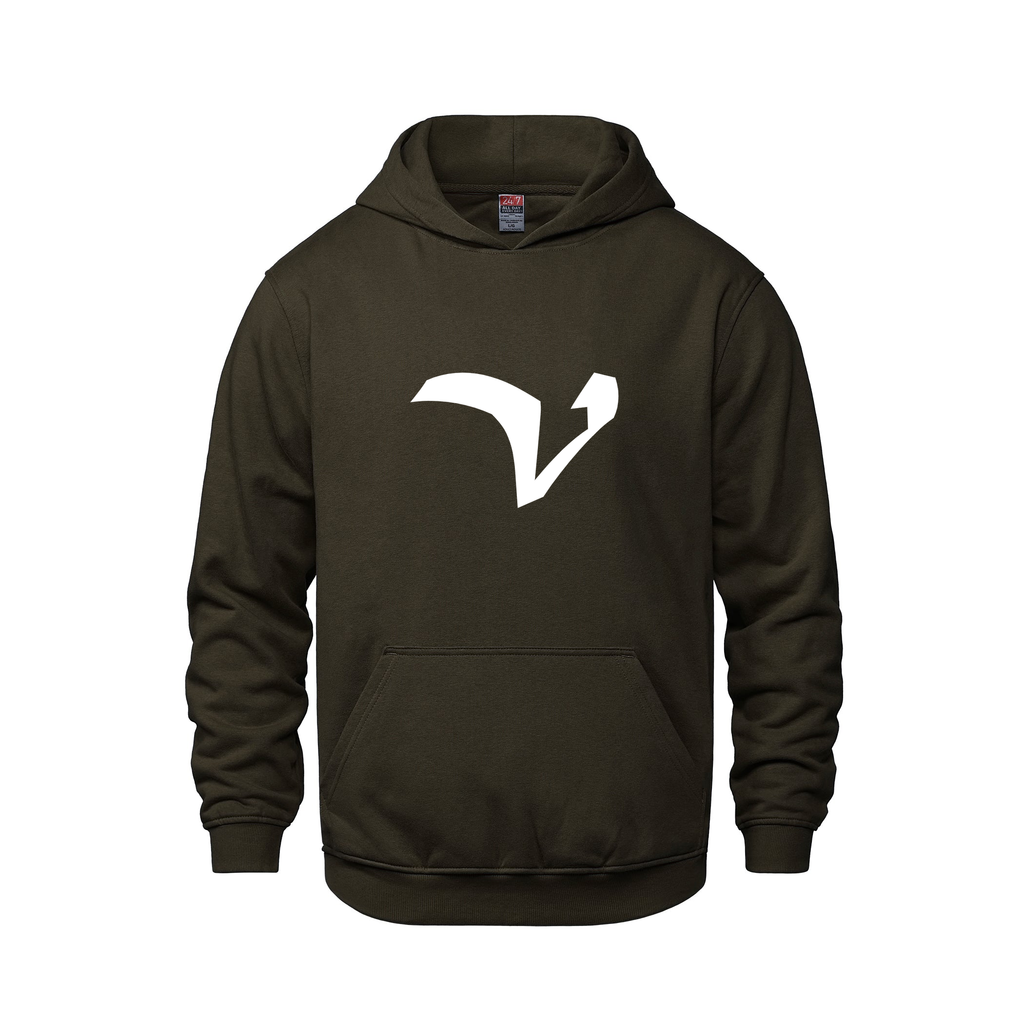Alphabet V Hoodie 9 inch calligraphy White ink, Brown
