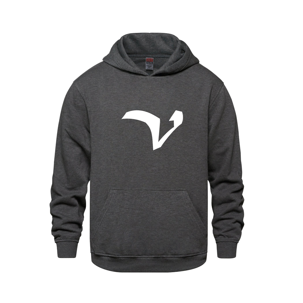 Alphabet V Hoodie 9 inch calligraphy White ink, Charcoal