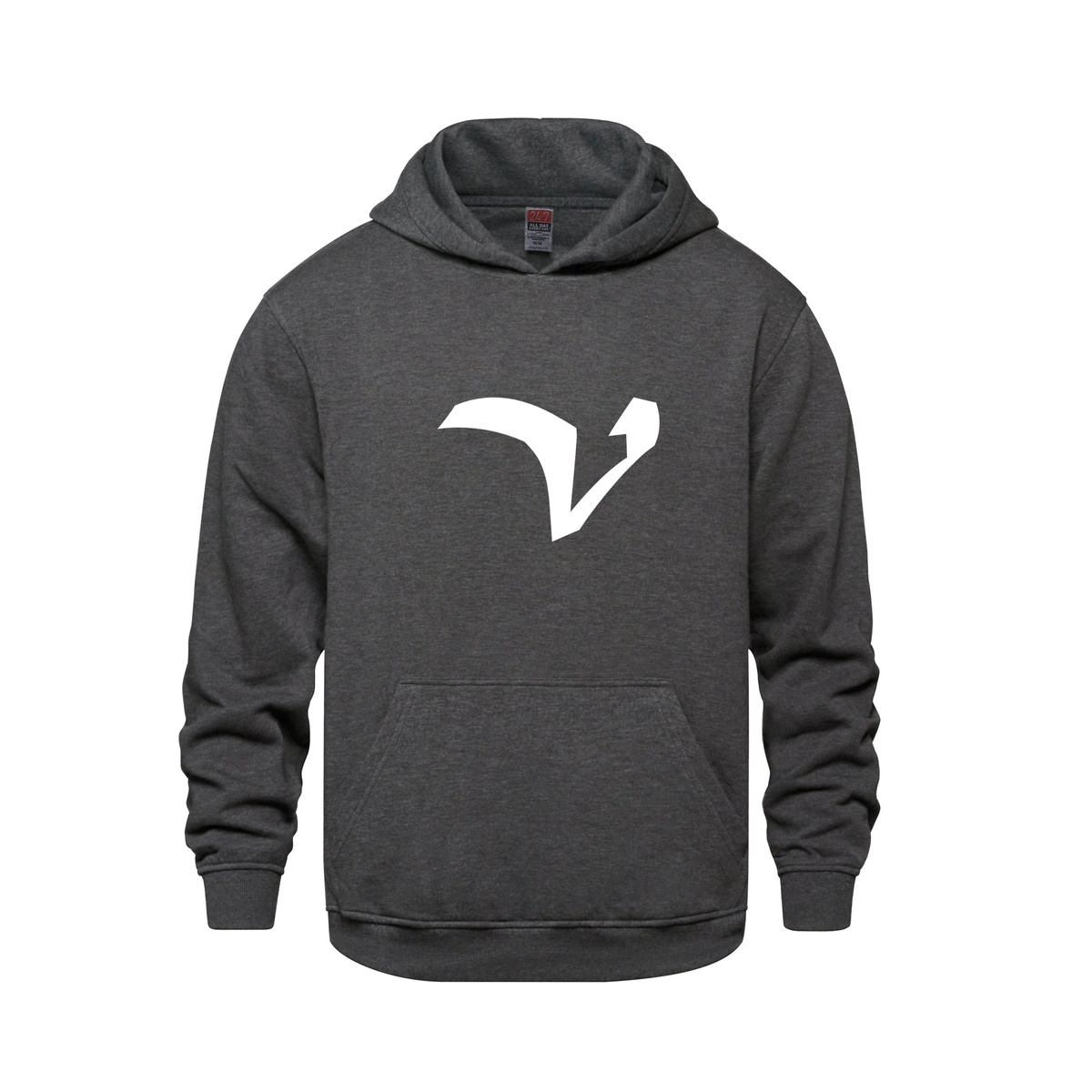 Alphabet V Hoodie 9 inch calligraphy White ink, Charcoal
