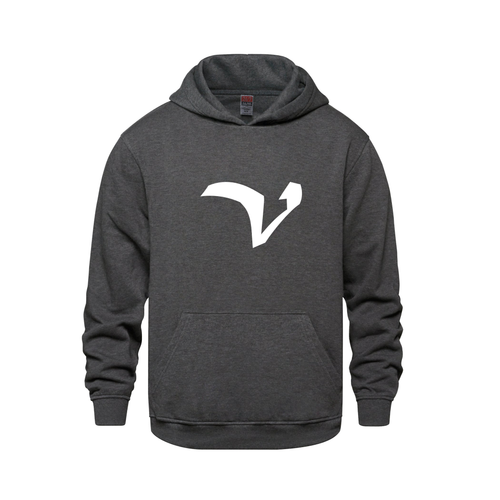 Alphabet V Hoodie 9 inch calligraphy White ink, Charcoal