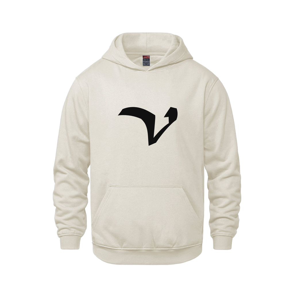 Alphabet V Hoodie 9 inch calligraphy Black ink, Ivory