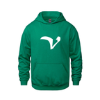 Alphabet V Hoodie 9 inch calligraphy White ink, Kelly Green