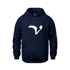 Alphabet V Hoodie 9 inch calligraphy White ink, Navy
