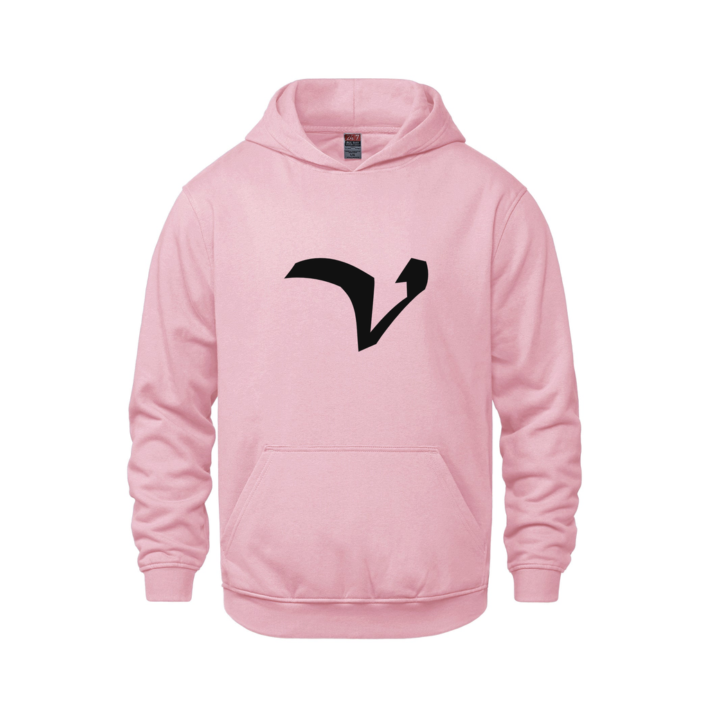 Alphabet V Hoodie 9 inch calligraphy Black ink, Pink