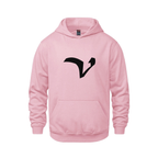 Alphabet V Hoodie 9 inch calligraphy Black ink, Pink