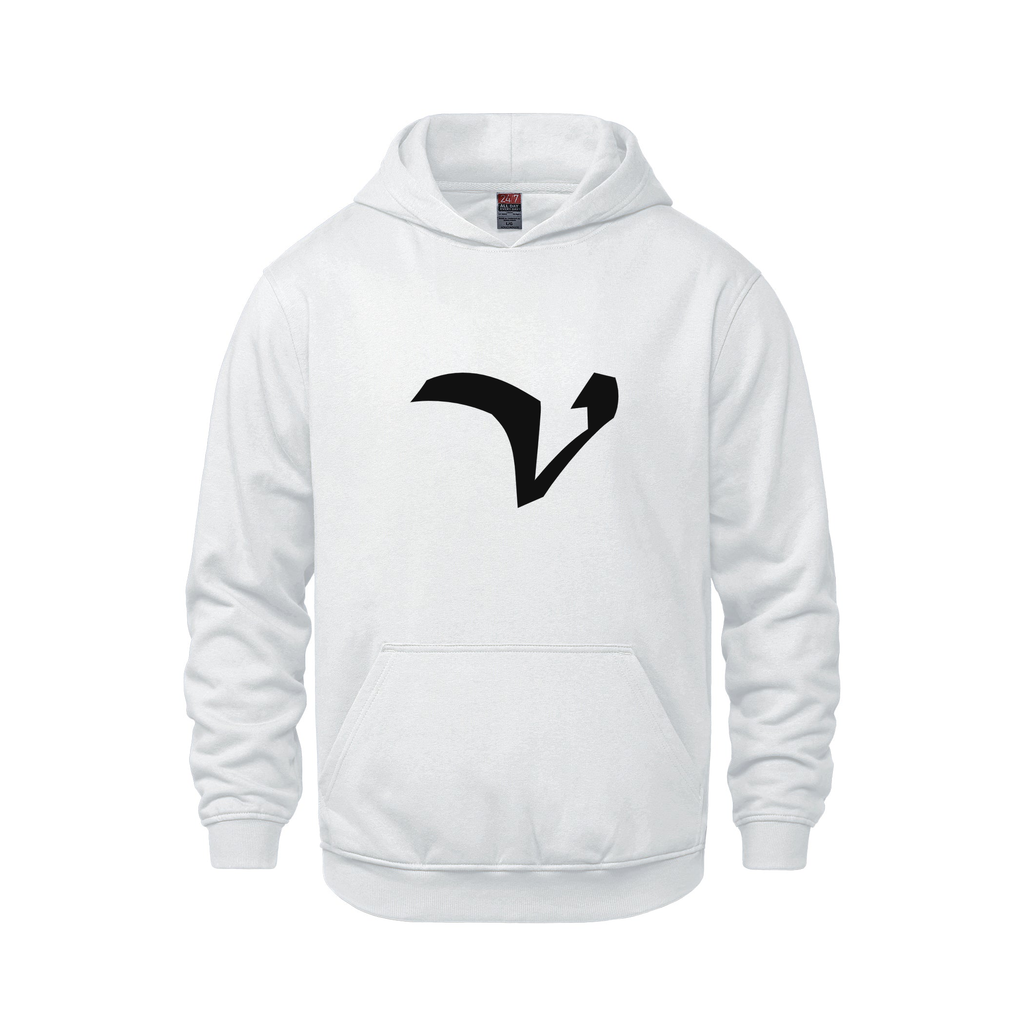 Alphabet V Hoodie 9 inch calligraphy Black ink, White