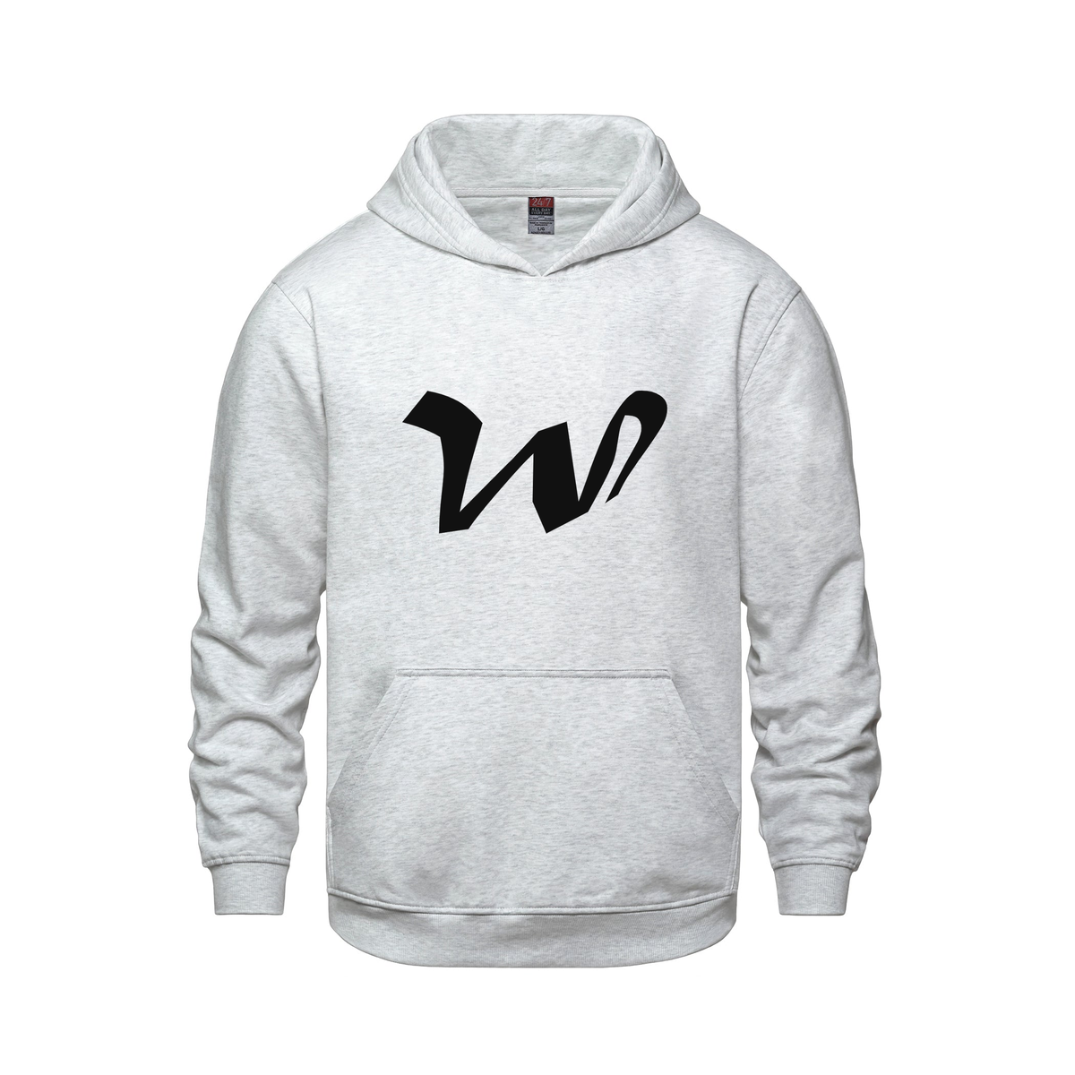 Alphabet W Hoodie 9 inch calligraphy Black ink, Ash