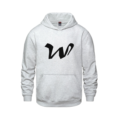 Alphabet W Hoodie 9 inch calligraphy Black ink, Ash