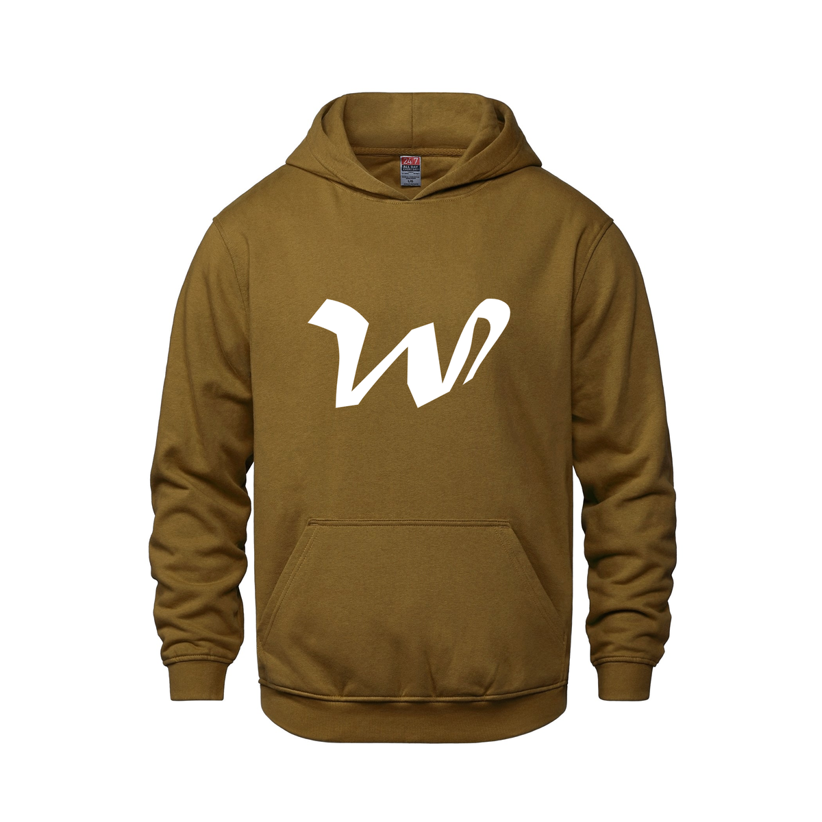 Alphabet W Hoodie 9 inch calligraphy White ink, Caramel